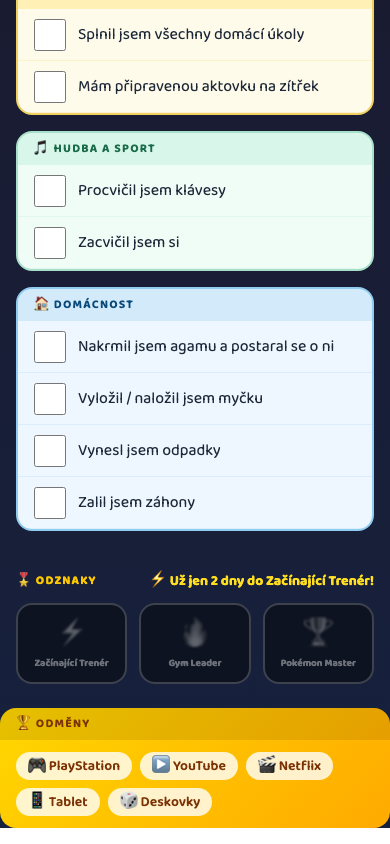 Odznaky a odměny v Questino